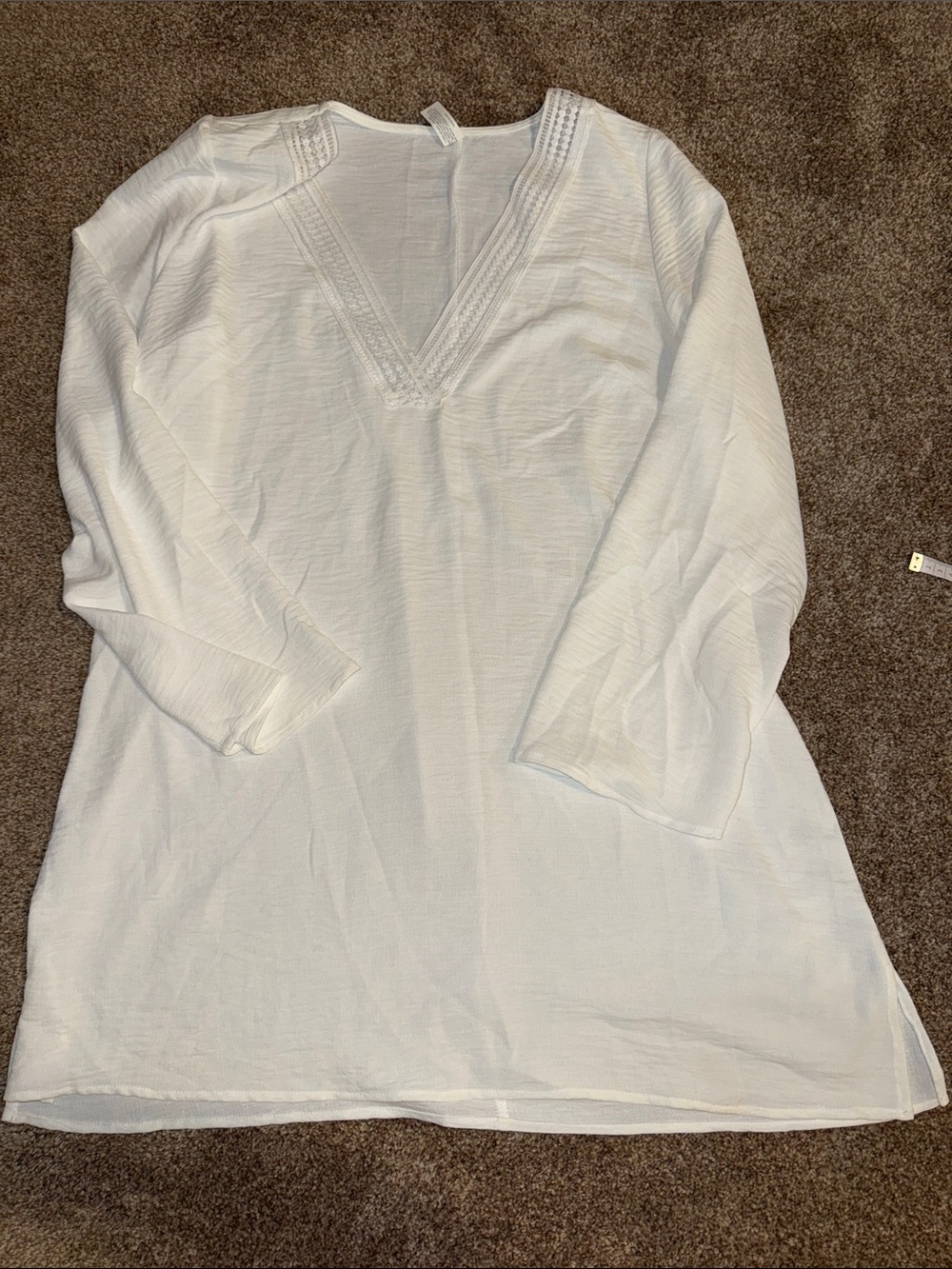 Liz Clairborne White V-Neck Swim Cover-Up
